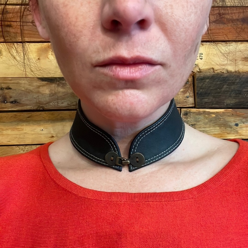 Handcrafted leather and metal toggle necklace